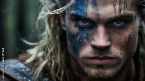Celtic Barbarian with Blue War Paint