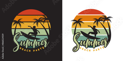 Summer Surfing Beach Character Design Illustration vector eps format suitable for your design needs logo illustration animation etc