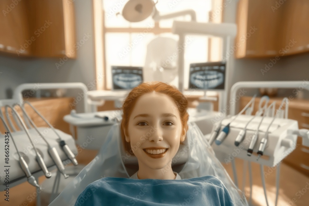 Smiling Female Patient at Modern Dental Clinic Smiling Female Patient at Modern Dental Clinic