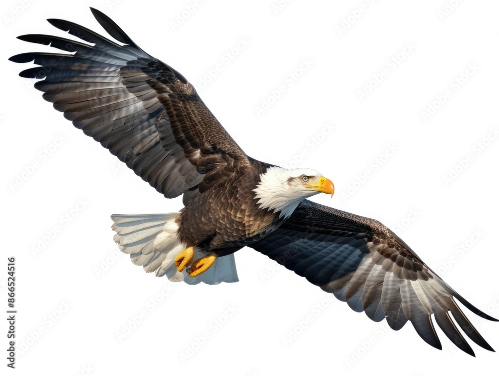 Bald Eagle Isolated on White Background, Adult Flying Eagle Isolated on White Background Bald Eagle Isolated on White Background, Adult Flying Eagle Isolated on White Background
