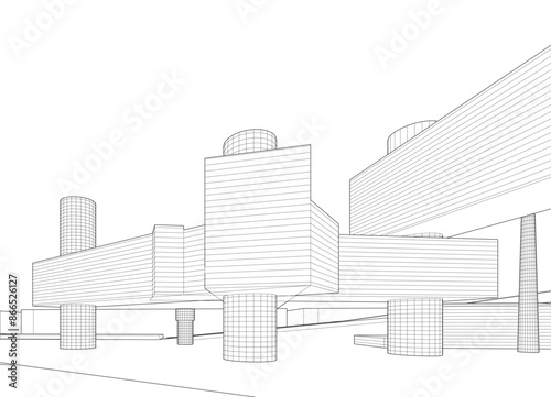 Abstract architectural background 3d illustration