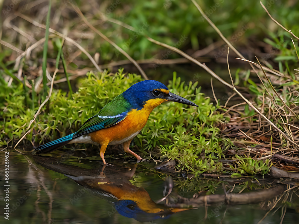 Colorful kingfisher by the water; Nature's vibrant jewel. Colorful kingfisher by the water; Nature's vibrant jewel.