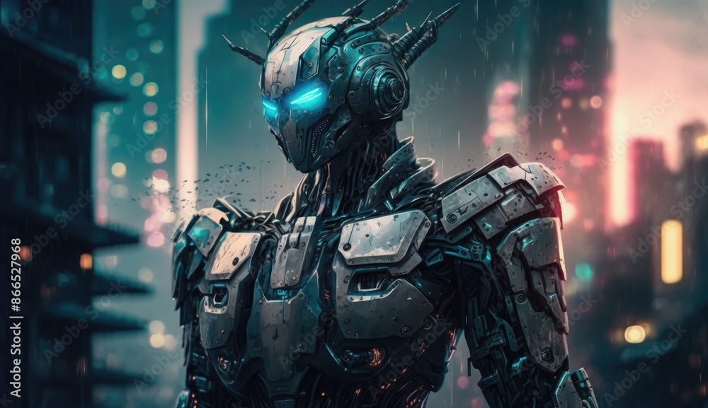 Robot is helpful, cyberpunk, kind of expanding brand, with background of technology and future city. Robot is helpful, cyberpunk, kind of expanding brand, with background of technology and future city.