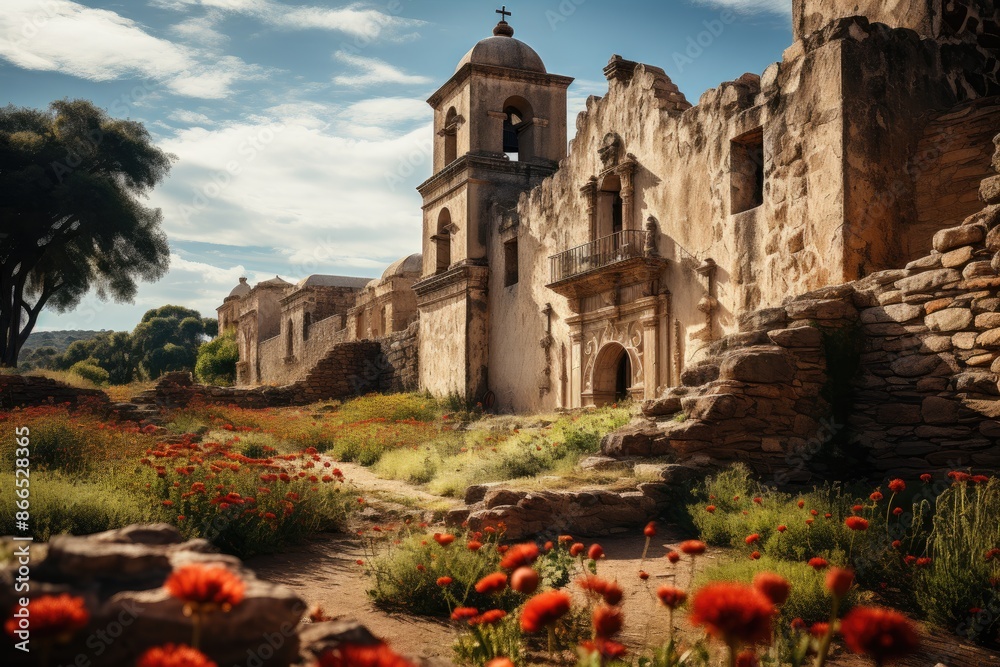 Concepción Mission in San Antonio, with its historical architecture., generative IA Concepción Mission in San Antonio, with its historical architecture., generative IA