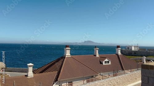 Gibraltar. landscape with Moroccan mountains seen from the English area. 4k video.