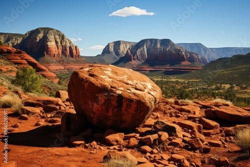 Rocky formation in Sedona, USA, mimics Snoopy., generative IA