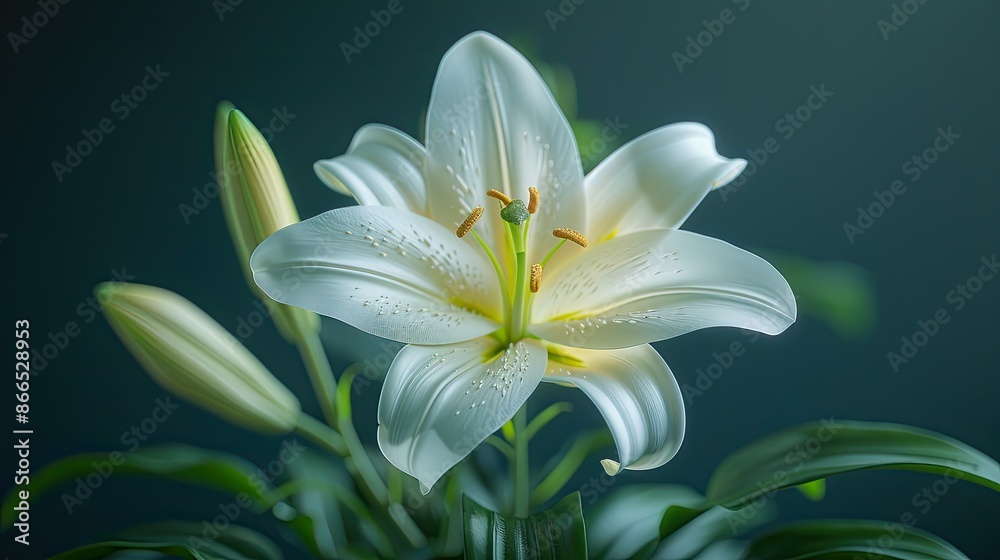 Fototapeta premium white lily flower HD 8K wallpaper Stock Photographic Image 