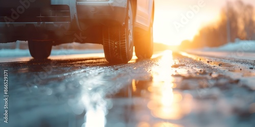 Witnesses saw a bright light during a near car accident and felt inexplicably protected. Concept Near Car Accident, Bright Light, Protective Presence, Mysterious Experience photo