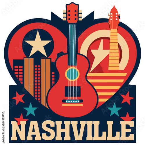 Nashville Nightscape, Vibrant city lights, iconic guitar riffs, and soulful melodies - Nashville’s heartbeat