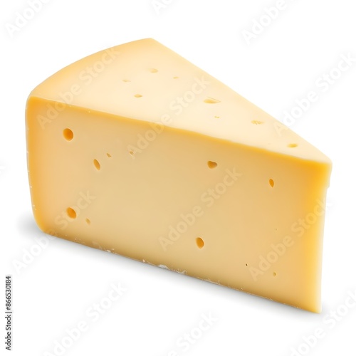 A wedge of cheddar cheese isolated on white