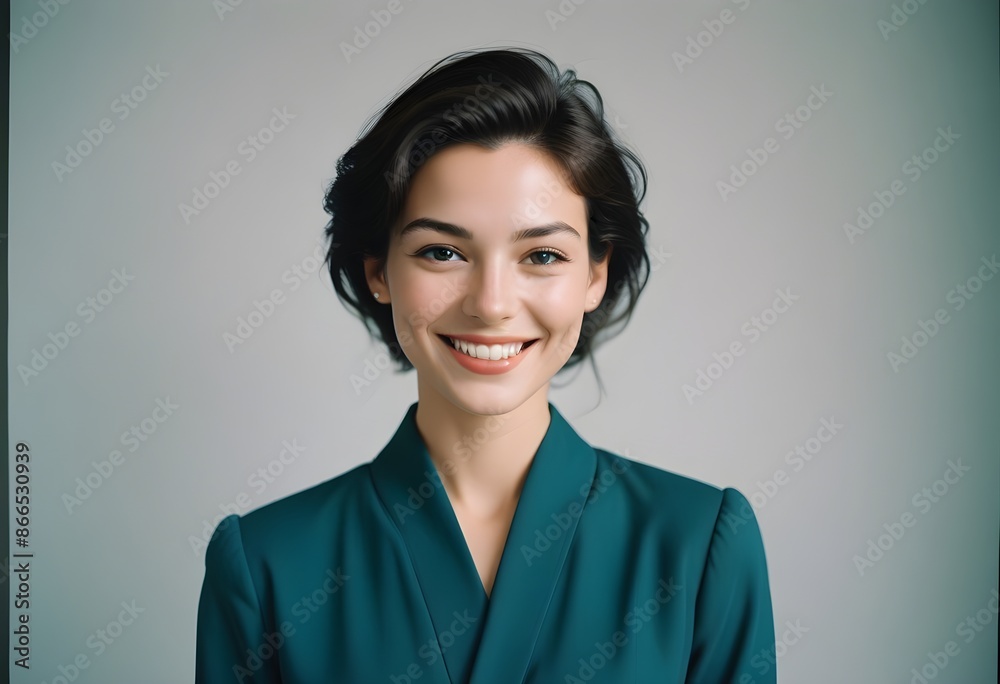 Beautiful elegant woman front view smiling photo Beautiful elegant woman front view smiling photo