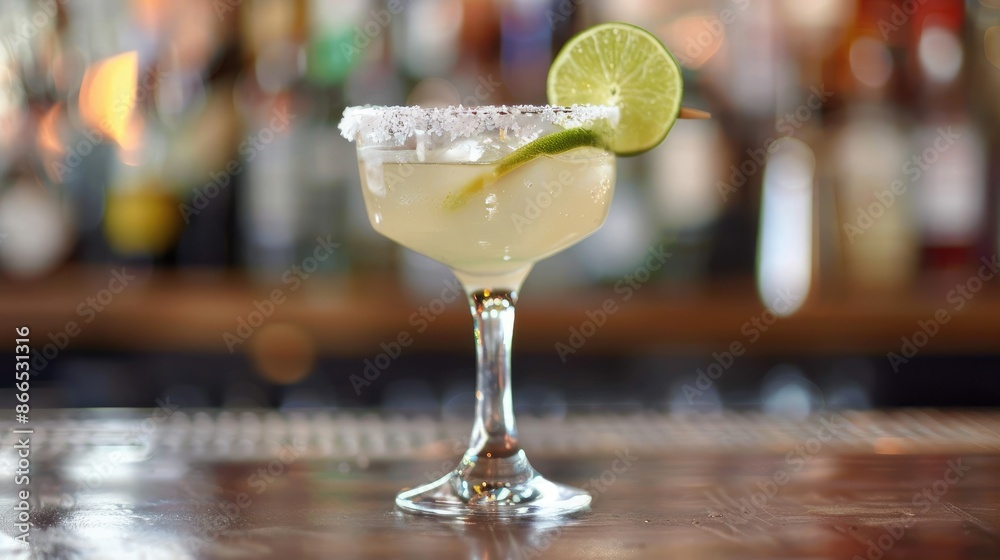 A classic margarita with a salted rim and lime wedge, representing a popular drink for celebrations A classic margarita with a salted rim and lime wedge, representing a popular drink for celebrations