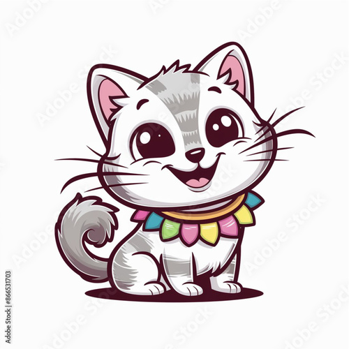 A cartoon cat with a collar