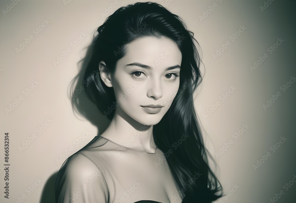 Beautiful elegant woman front view smiling photo Beautiful elegant woman front view smiling photo