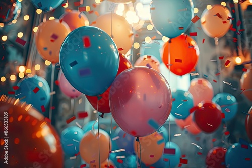 Wallpaper Mural Festive Celebration Background with Balloons, Gifts, and Rainbow Confetti Torontodigital.ca