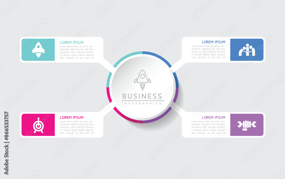 Vector infographic business presentation template connected with 4 options Vector infographic business presentation template connected with 4 options