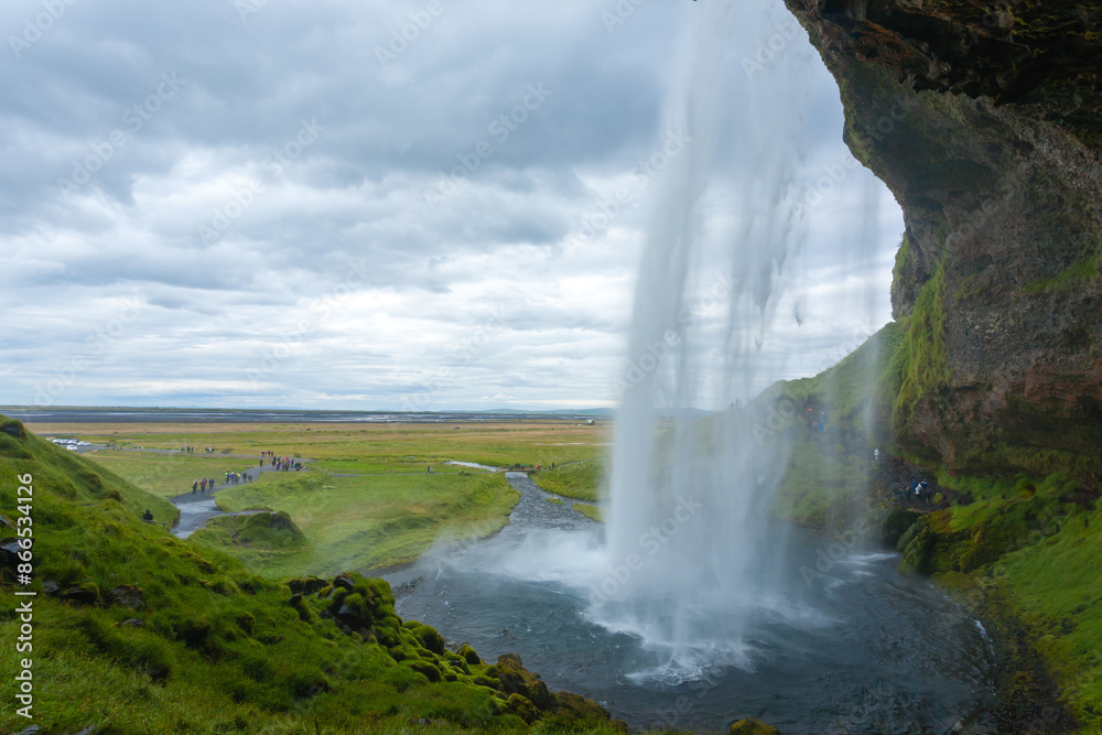 Seljalandsfoss falls in summer season view, Iceland Seljalandsfoss falls in summer season view, Iceland