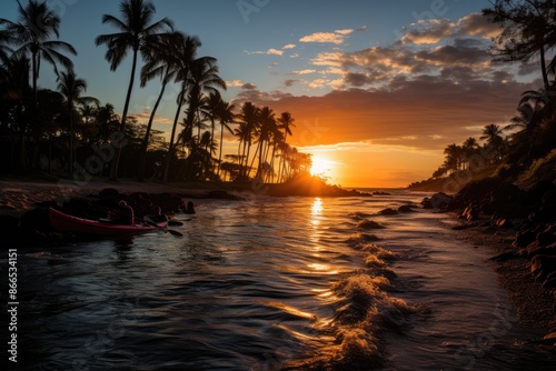 Sunny morning in Hugh Taylor Birch, Fort Lauderdale beach, nature and outdoor activities., generative IA