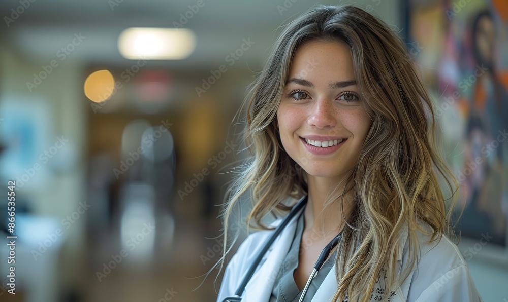 Portrait of a smiling female medical professional in a white lab coat with a clipboard. Portrait of a smiling female medical professional in a white lab coat with a clipboard.