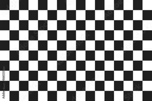 Black and white checkered pattern . Chess pattern . Black and white square background . 
Checkered wallpaper . Vector illustration