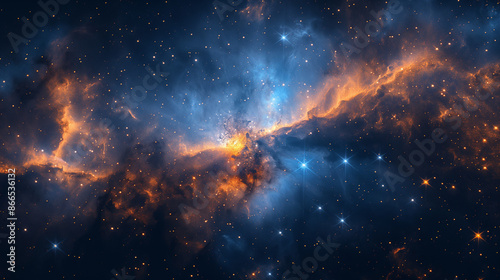 a scene in deep space with just smalls stars and scattered nebula. photo