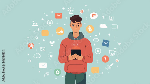 Online Support concept with a man holding a tab