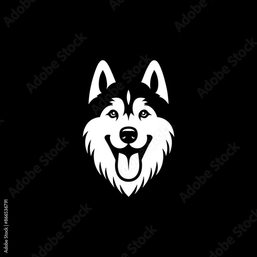 smilling husky tongue out silhouette vinyl sticker