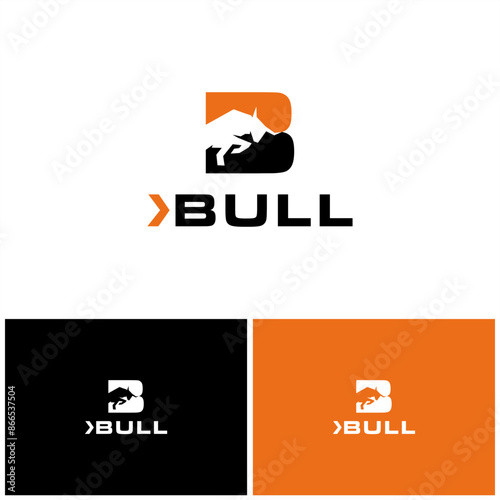 initial B logo Bull angry vector. horn bull head defense masculine logo design