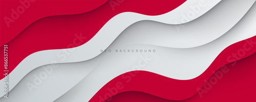 Abstract 3d papercut background red wavy layers design vector