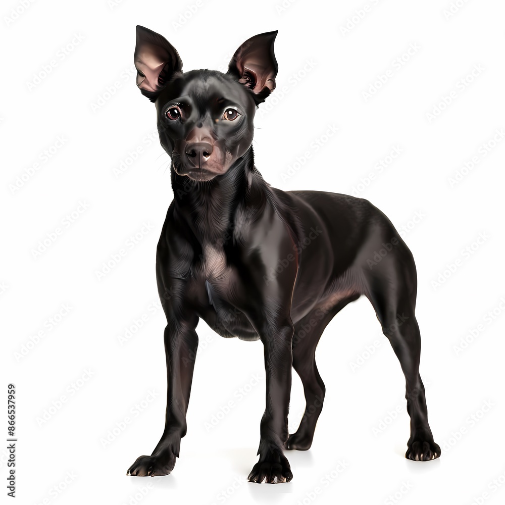 Peruvian hairless dog breed standing against white background, AI Generated Peruvian hairless dog breed standing against white background, AI Generated