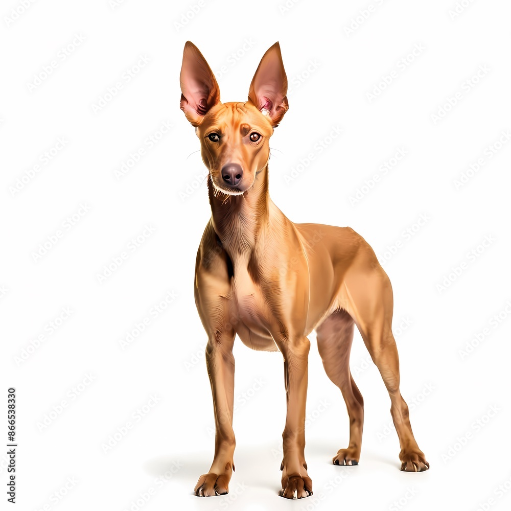 Pharaoh hound dog breed standing against white background, AI Generated Pharaoh hound dog breed standing against white background, AI Generated