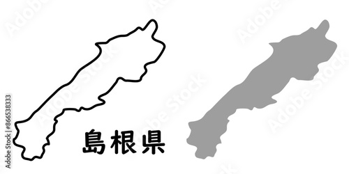 シンプルな日本の島根県の地図のイラスト