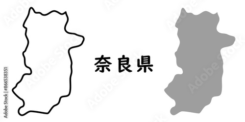シンプルな日本の奈良県の地図のイラスト