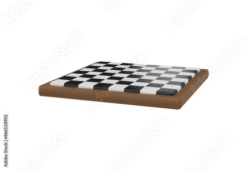 3d vector graphics of a wooden chessboard on an isolated background.