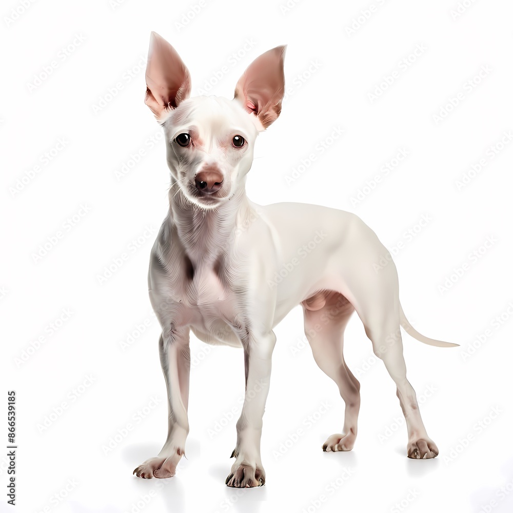 Peruvian hairless dog breed standing against white background, AI Generated Peruvian hairless dog breed standing against white background, AI Generated