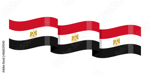 Vector illustration of wavy Egypt flag on transparent background