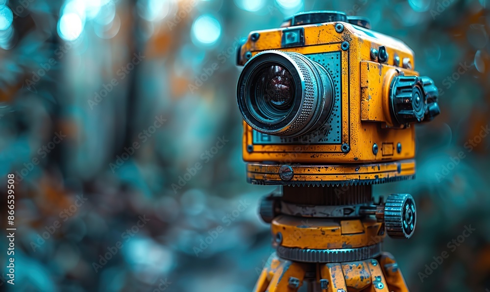 Surveyor, builder, and engineer with theodolite and transit equipment at construction site conduct surveying work outdoors. Surveyor, builder, and engineer with theodolite and transit equipment at construction site conduct surveying work outdoors.