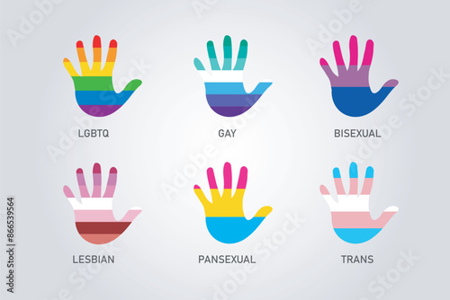 Lgbt pride month flags hands print collection
