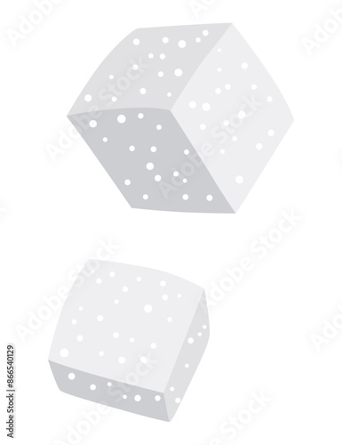 Sugar cartoon symbol. Sweet nutritious, tasty sugar. Refined cube sugar granulated or crystalline. Vector illustration