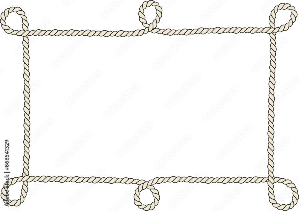 Rope border and frame. lasso twisted and crisscrossed until a square ...