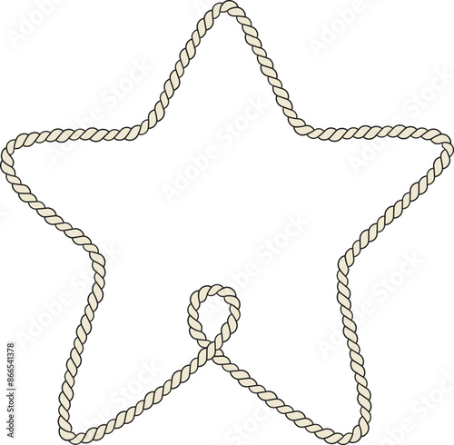 Rope border and frame. lasso twisted and crisscrossed until a star.