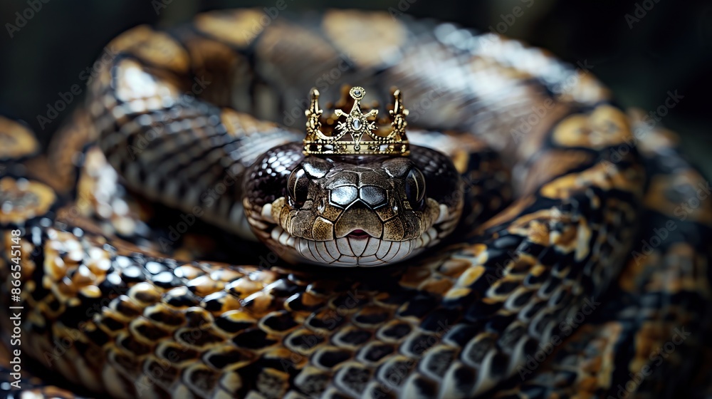 Fototapeta premium majestic snake with elegant golden crown
