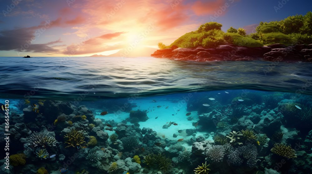 Great Barrier Reef Sunrise on Ocean Great Barrier Reef Sunrise on Ocean