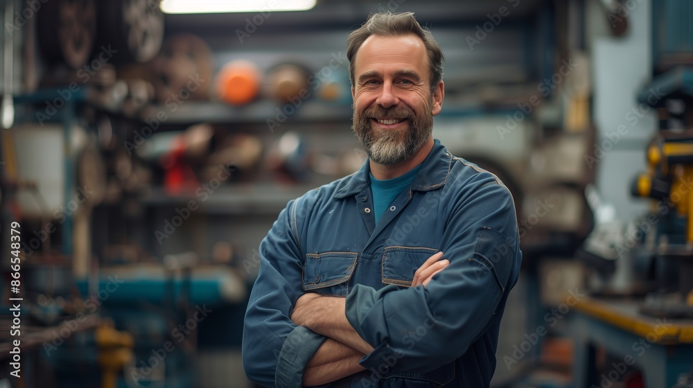 Portrait of a smiling man in a workshop Portrait of a smiling man in a workshop