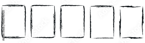 Grunge Frame Collection. Rough photo frames. Vector illustration isolated and editable strock border.