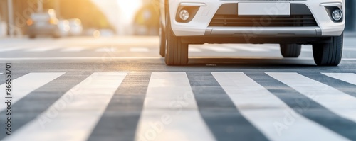 Driver stopping at a crosswalk for pedestrians, pedestrian safety, considerate driving