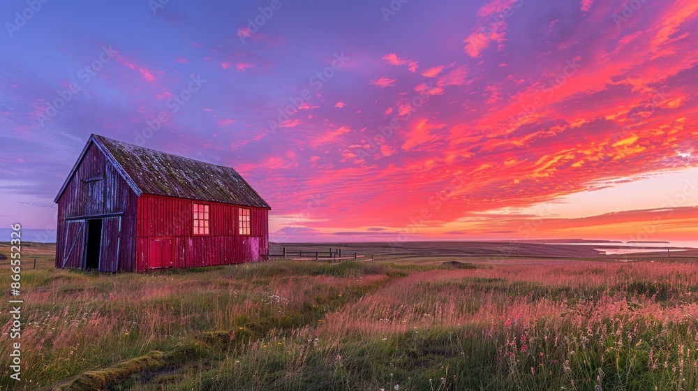 Red Barn at Sunset, Iceland Red Barn at Sunset, Iceland