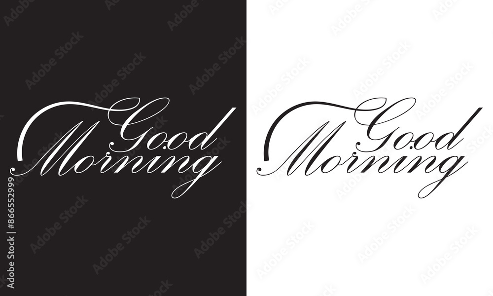 Good morning vector illustration. Morning motivational Hand drawn lettering isolated on white and black background. EPS 10