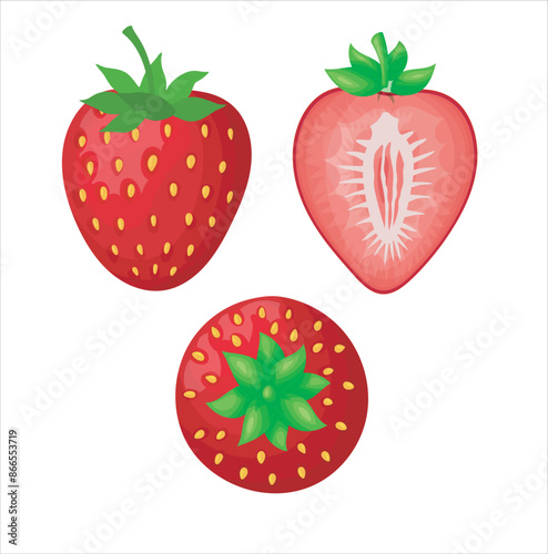 Fresh red strawberry simple vector illustration