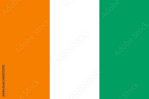 Vector IVORY COAST flag, official colors, illustration. EPS10. Official current vector flag of the Republic of Ivory Coast